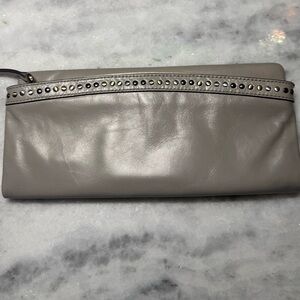 HOBO Gray Leather Wristlet with Stud Accents